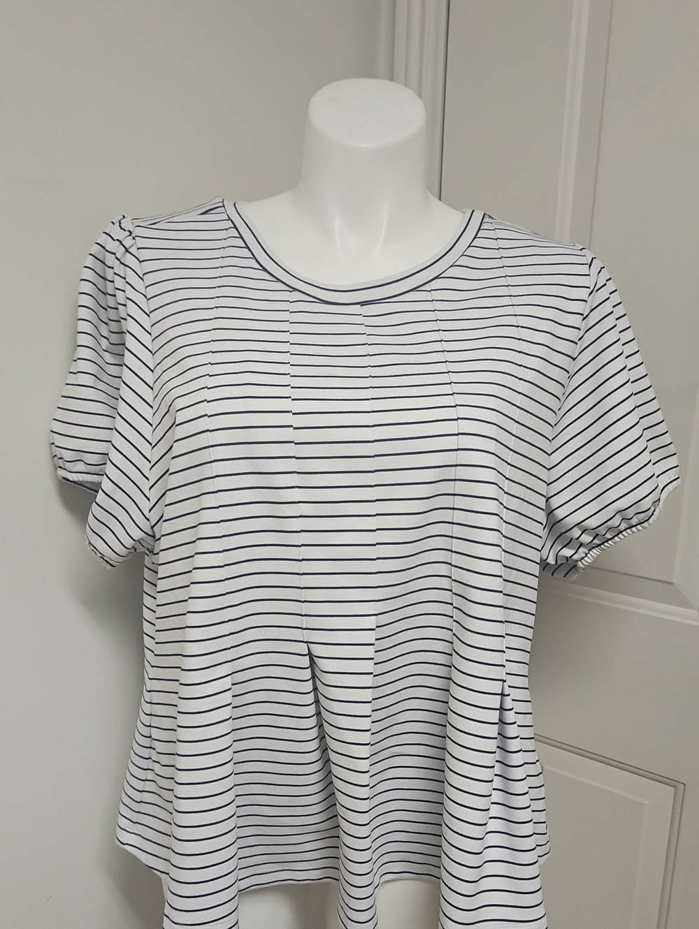 Plus Size Anthropologie Maeve Corset Peplum Top Black And White Stripe